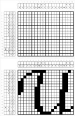 Fototapeta premium Alphabet U Nonogram Pixel Art M_2201002