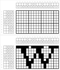 Fototapeta premium Alphabet W Lowercase Nonogram Pixel Art M_2201001