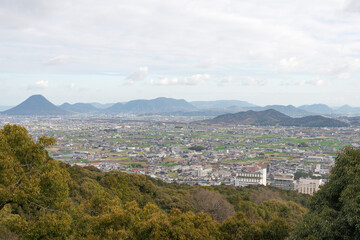 Kagawa, Japan - Beautiful scenic view from Kotohiragu Shrine (Konpira Shrine) in Kotohira, Kagawa, Japan.