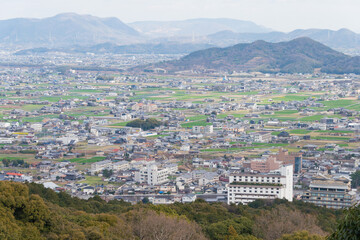 Kagawa, Japan - Beautiful scenic view from Kotohiragu Shrine (Konpira Shrine) in Kotohira, Kagawa, Japan.