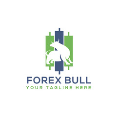 forex bull logo design template vector