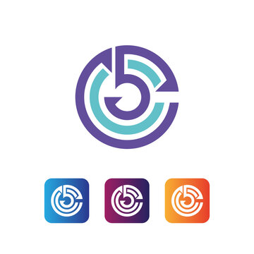 monogram letter mark c5 logo design and app icon vector template