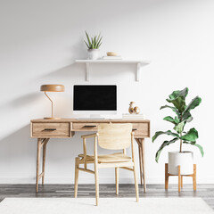 Interior Study Room Room Wall Mockup - 3d Rendering, 3d Illustration