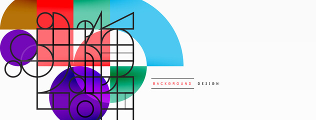 Obraz premium Beautiful abstract background. Circles, triangle shapes, and squares. Minimal geometric template for wallpaper, banner, background or landing
