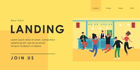 Young people having fun at party in bar