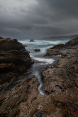 Stormy day view on the coast.