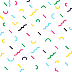 Abstract geometric wavy lines pattern retro memphis style isolated on white background.