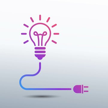 Problem solving concept with Lightbulb light and plug as creative solution idea, invention and innovation icon vector illustration