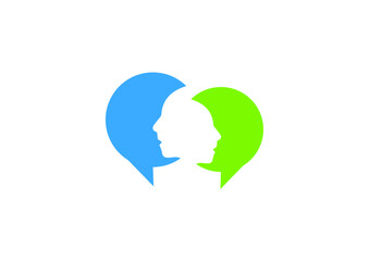 Fototapeta na wymiar Bubble Chat Face Logo