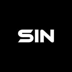 SIN letter logo design with black background in illustrator, vector logo modern alphabet font overlap style. calligraphy designs for logo, Poster, Invitation, etc.