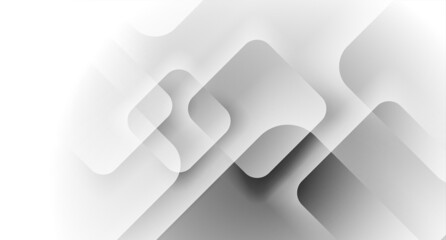 Grey white geometric tech background with glossy squares. Vector design