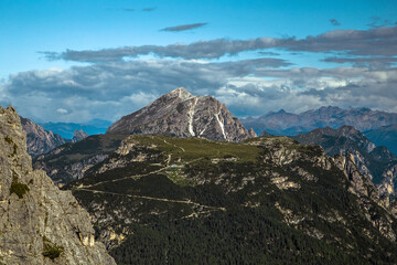 Monte Piana hiking trail in Trentino dolomite alps, Misurina, Italy