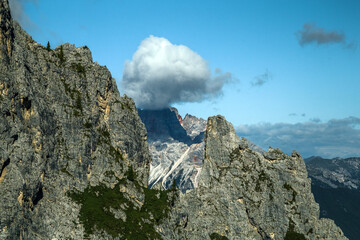 Sesto Dolomite panorama in Trentino alps, Italy - obrazy, fototapety, plakaty
