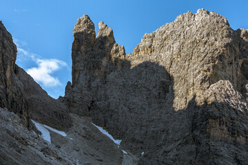 Fototapeta na wymiar Torre del diavolo on Cadini di Misurina hiking trail, Italy, Trentino