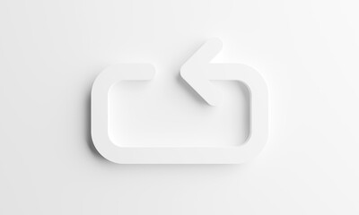White go back return arrow symbols placed on the ground.3D illustration
