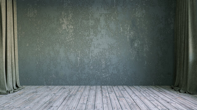 Modern interior of the room. Mockup of an empty room. Wall and floor. 3d rendering