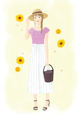夏服を着た女性