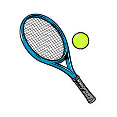 Tennis Ball and Racket Cartoon Vector