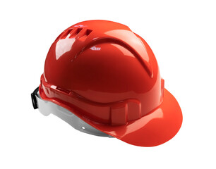 Orange protective helmet on a white background