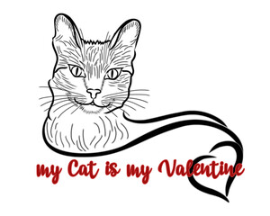 My cat is my valentine, greeting card, vector illustration