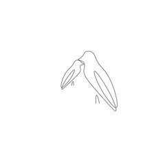 Birds silhouette line drawing vector illustration
