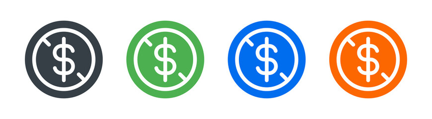 No dollar currency icon set. Priceless symbol
