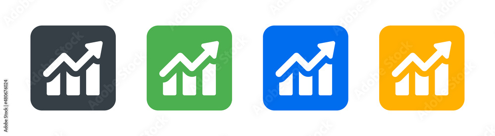 Poster analysis chart data growth increase icon in graphic design.