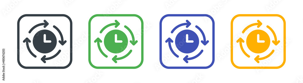 Poster Clock with arrow icon set. Time 25 hours vector isolated on white background.