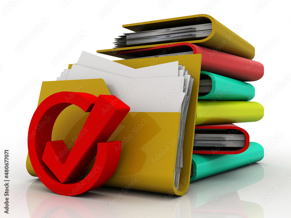 Poster 3d illustration Checkbox Tick with folder