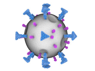 3d render Omicron virus microscopic view


