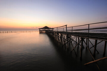 Fototapeta na wymiar pier at sunrise of east Surabaya, Indonesia