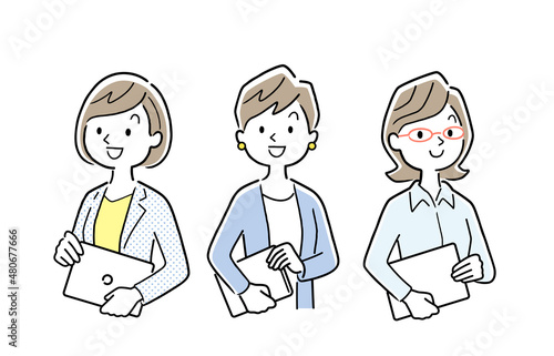 ベクターイラスト素材 スーツを着た働く女性たち 女性ビジネスマン ビジネスウーマン 30s Wall Mural 3 ケイーゴ K