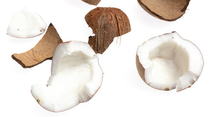 Chopped coconut isolated on a white