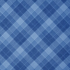 Tartan fabric blue scottish pattern background texture.	
