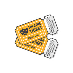 Two Theatre Tickets Vector Icon Illustration. Ticket For Entrance To The Event