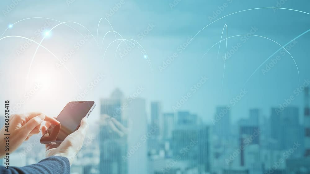 Poster mobile communication network concept. iot (internet of things).