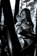 beautiful young woman posing in nature.