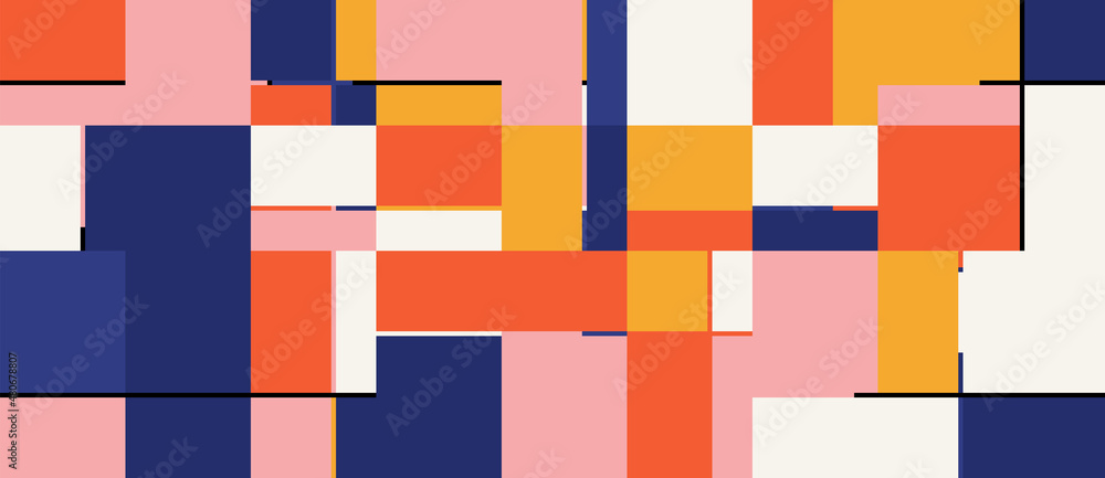 Poster generative design artwork of abstract vector generated shapes composition