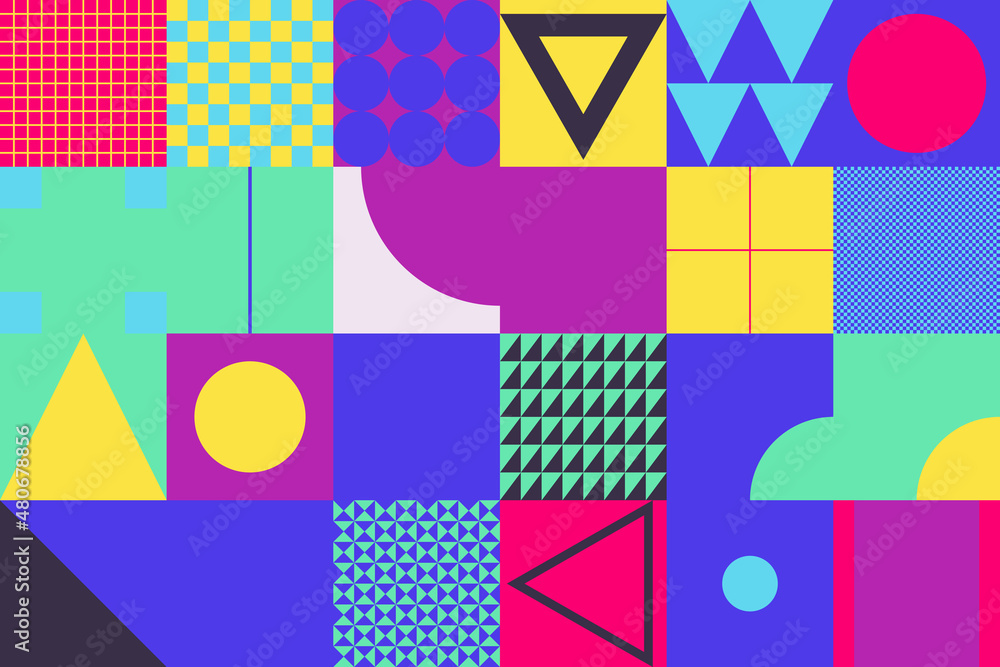 Poster generative design artwork of abstract vector generated shapes composition