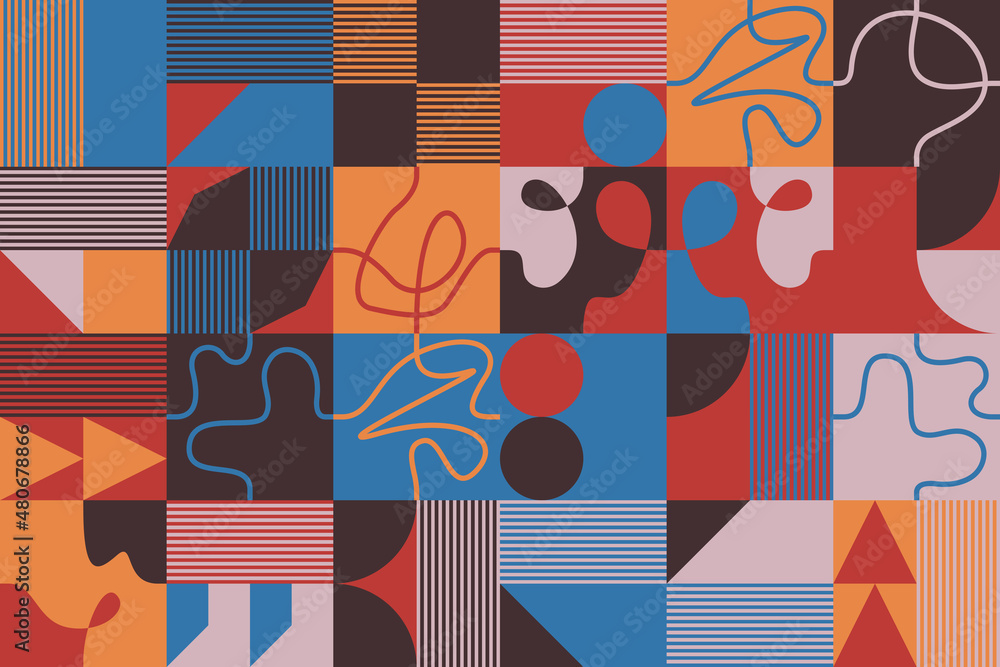 Aufkleber generative design artwork of abstract vector generated shapes composition