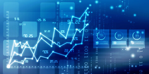 2d rendering Stock market online business concept. business Graph 