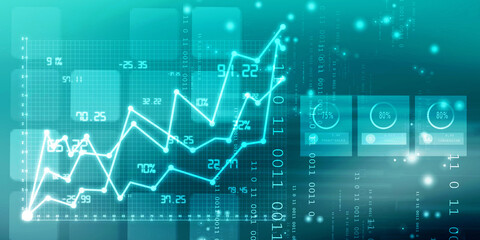 2d rendering Stock market online business concept. business Graph 