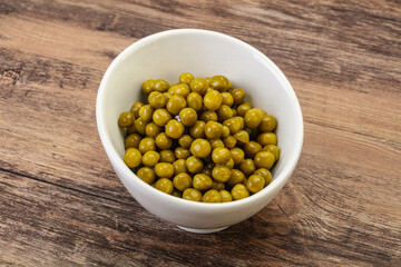 Marinated green pea in the bowl