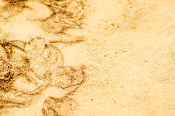 Old dirty yellow wall with patterns, background and texture for design and 3d graphics. Blurred background