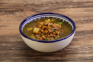 Lentil soup with chicken and vegetables