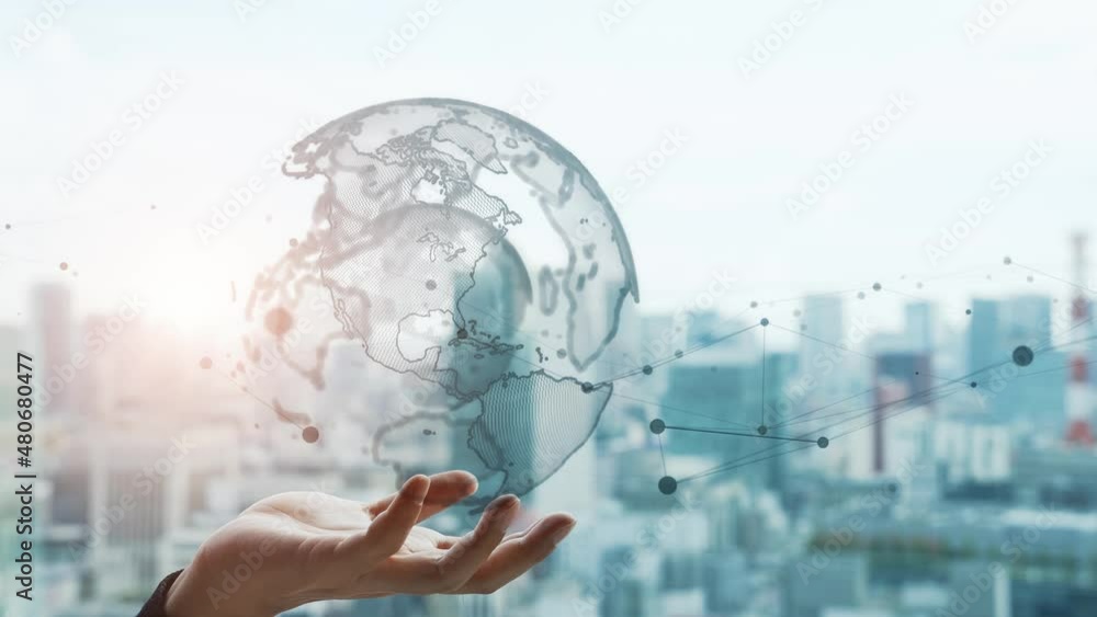 Poster Global communication network concept. Digital transformation.