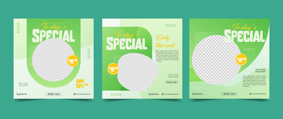 Food menu social media promotion banner post design template