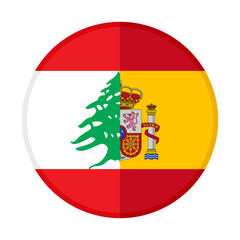 Obraz premium round icon with lebanon and spain flags. vector illustration isolated on white background