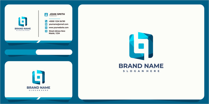 letter BQ geometrical logo design concept with business card design. bq logo design icon