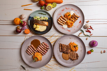 
Steak, Fish, Chicken, Beef Set